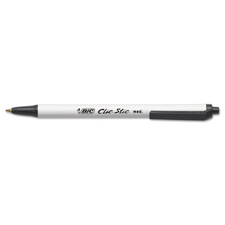 Bic Clic Stic Ballpoint Retractable Pen, 1 mm, Black, 24PK BI31129